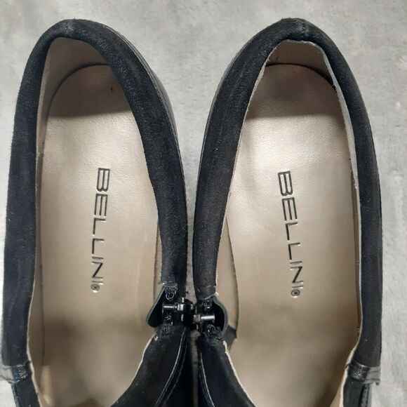 Bellini Rimmer Black Leather Classic Zipper Ankle Bootie Heels Size 7M - Picture 5 of 9